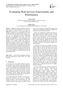 Evaluating Web Services Functionality and Performance