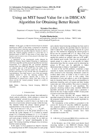 Using an MST based Value for ε in DBSCAN Algorithm for Obtaining Better Result