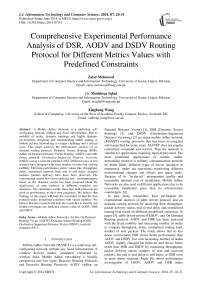 Comprehensive Experimental Performance Analysis of DSR, AODV and DSDV Routing Protocol for Different Metrics Values with Predefined Constraints