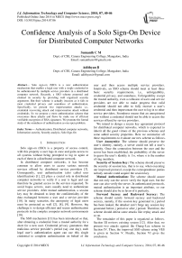 Confidence Analysis of a Solo Sign-On Device for Distributed Computer Networks