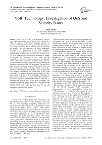 VoIP Technology: Investigation of QoS and Security Issues