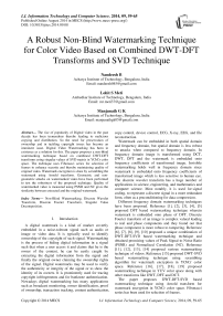 A Robust Non-Blind Watermarking Technique for Color Video Based on Combined DWT-DFT Transforms and SVD Technique