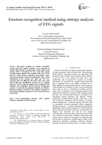 Emotion recognition method using entropy analysis of EEG signals