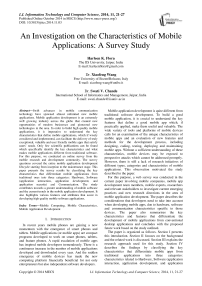 An Investigation on the Characteristics of Mobile Applications: A Survey Study