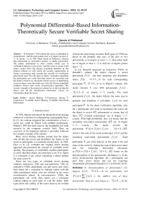 Polynomial Differential-Based Information-Theoretically Secure Verifiable Secret Sharing