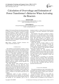 Calculation of Overvoltage and Estimation of Power Transformer’s Behavior When Activating the Reactors