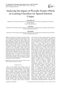 Analyzing the Impact of Prosodic Feature (Pitch) on Learning Classifiers for Speech Emotion Corpus