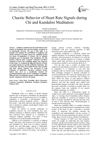 Chaotic Behavior of Heart Rate Signals during Chi and Kundalini Meditation