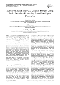 Synchronization New 3D Chaotic System Using Brain Emotional Learning Based Intelligent Controller