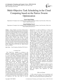 Multi-Objective Task Scheduling in the Cloud Computing based on the Patrice Swarm Optimization