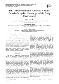 IPL Team Performance Analysis: A Multi-Criteria Group Decision Approach in Fuzzy Environment