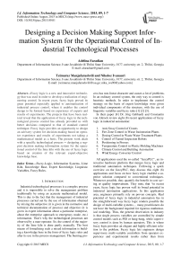 Designing a Decision Making Support Information System for the Operational Control of Industrial Technological Processes