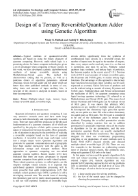 Design of a Ternary Reversible/Quantum Adder using Genetic Algorithm