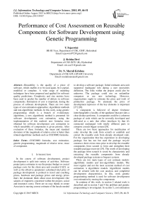 Performance of Cost Assessment on Reusable Components for Software Development using Genetic Programming