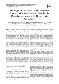 Investigation of Closed Loop Control for Interleaved Boost Converter with Ripple Cancellation Network for Photovoltaic Applications