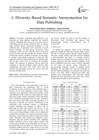 L–Diversity-Based Semantic Anonymaztion for Data Publishing