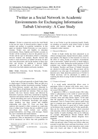 Twitter as a Social Network in Academic Environments for Exchanging Information Taibah University: A Case Study