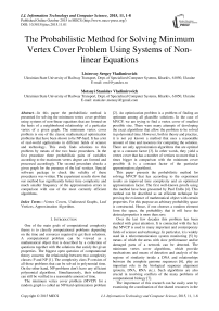 The Probabilistic Method for Solving Minimum Vertex Cover Problem Using Systems of Non-linear Equations