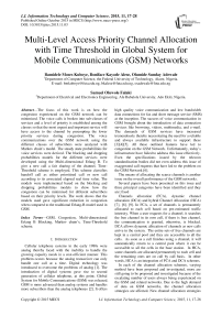 Multi-Level Access Priority Channel Allocation with Time Threshold in Global System for Mobile Communications (GSM) Networks