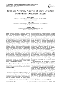 Time and Accuracy Analysis of Skew Detection Methods for Document Images