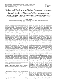 Noise and Feedback in Online Communication on Sex: A Study of Nigerian's Conversations on Pornography in Nollywood on Social Networks