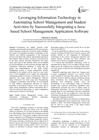 Leveraging Information Technology in Automating School Management and Student Activities by Successfully Integrating a Java- based School Management Application Software