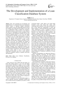 The Development and Implementation of a Loan Classification Database System