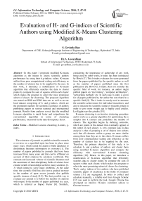Evaluation of H- and G-indices of Scientific Authors using Modified K-Means Clustering Algorithm