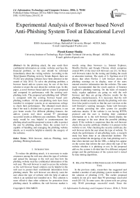 Experimental Analysis of Browser based Novel Anti-Phishing System Tool at Educational Level
