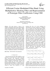 Efficient Cosine Modulated Filter Bank using Multiplierless Masking Filter and Representation of Prototype Filter Coefficients Using CSD