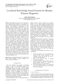Localized Knowledge based System for Human Disease Diagnosis