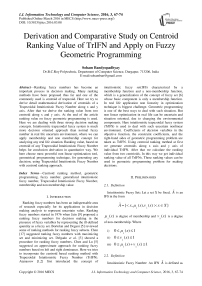 Derivation and Comparative Study on Centroid Ranking Value of TrIFN and Apply on Fuzzy Geometric Programming