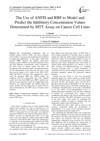 The Use of ANFIS and RBF to Model and Predict the Inhibitory Concentration Values Determined by MTT Assay on Cancer Cell Lines