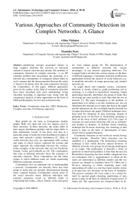 Various Approaches of Community Detection in Complex Networks: A Glance