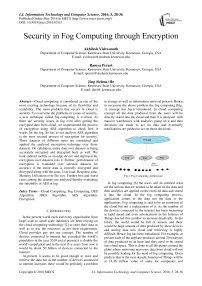 Security in Fog Computing through Encryption