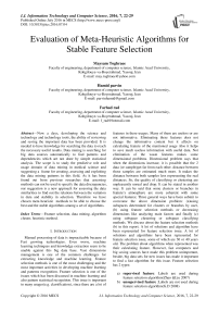 Evaluation of Meta-Heuristic Algorithms for Stable Feature Selection