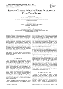 Survey of Sparse Adaptive Filters for Acoustic Echo Cancellation