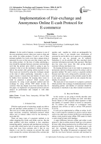 Implementation of Fair-exchange and Anonymous Online E-cash Protocol for E-commerce