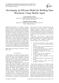 Developing an Efficient Model for Building Data Warehouse Using Mobile Agent