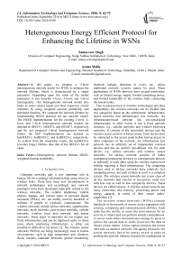 Heterogeneous Energy Efficient Protocol for Enhancing the Lifetime in WSNs