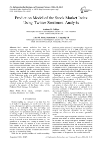 Prediction Model of the Stock Market Index Using Twitter Sentiment Analysis