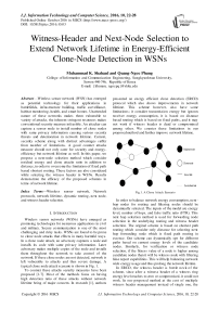 Witness-Header and Next-Node Selection to Extend Network Lifetime in Energy-Efficient Clone-Node Detection in WSNs