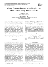 Mining Frequent Itemsets with Weights over Data Stream Using Inverted Matrix