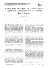 A Study on Semantic Searching, Semantic Search Engines and Technologies Used for Semantic Search Engines