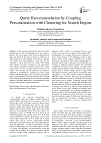Query Recommendation by Coupling Personalization with Clustering for Search Engine