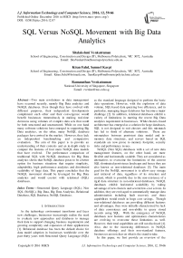 SQL Versus NoSQL Movement with Big Data Analytics