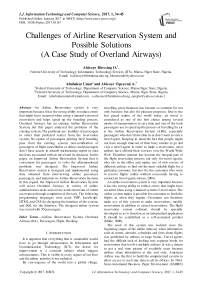 Challenges of Airline Reservation System and Possible Solutions (A Case Study of Overland Airways)