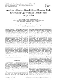 Analysis of Metric-Based Object-Oriented Code Refactoring Opportunities Identification Approaches