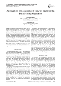 Application of Materialized View in Incremental Data Mining Operation