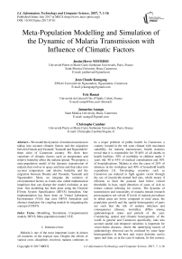 Meta-Population Modelling and Simulation of the Dynamic of Malaria Transmission with Influence of Climatic Factors